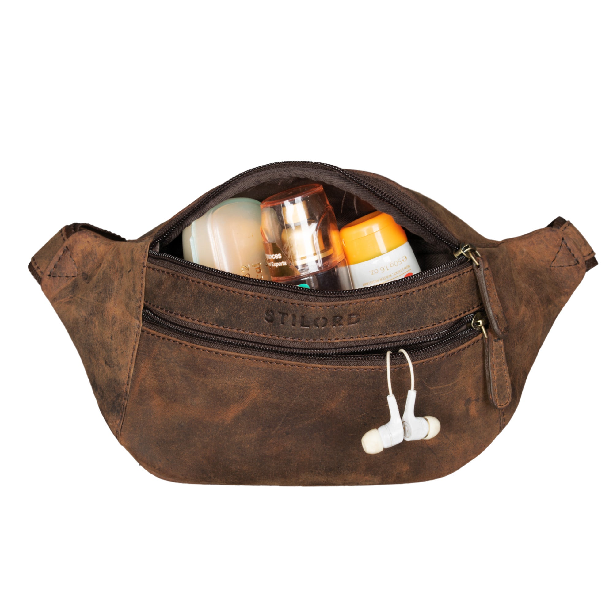 Bauchtasche Damen Echtleder braun