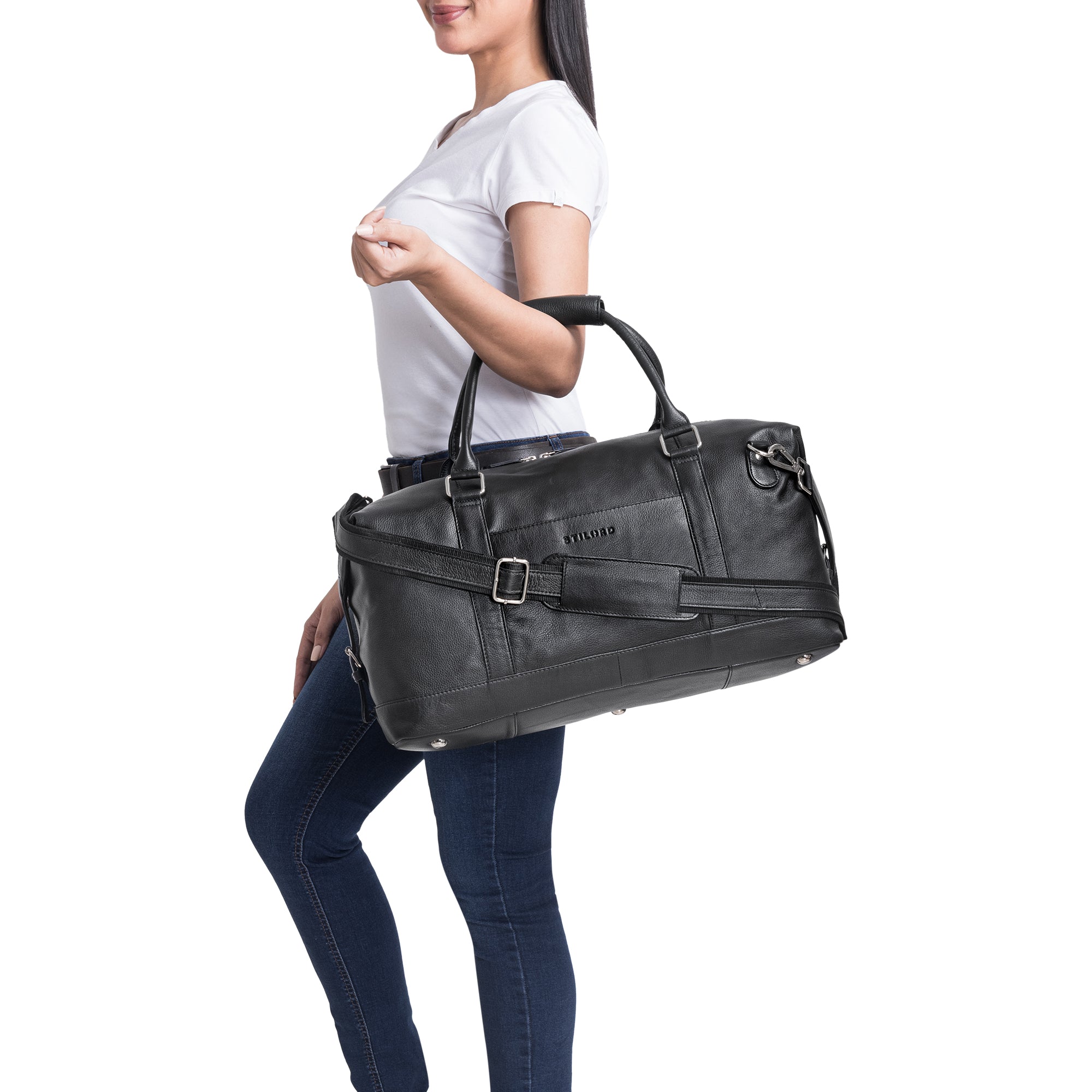 Große Lederhandtasche schwarz