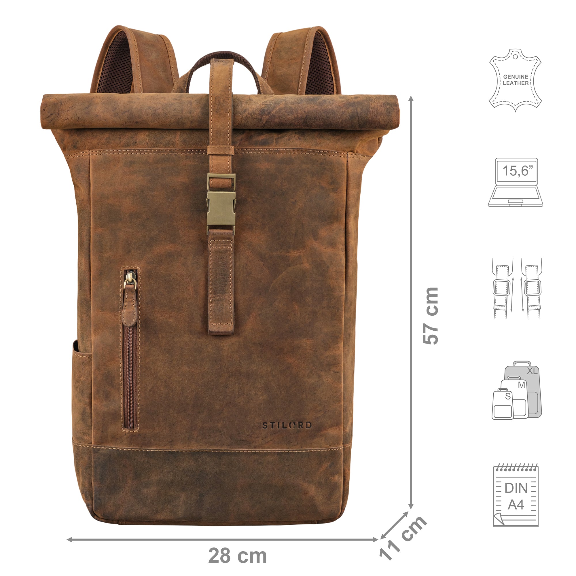 Herren Rolltop Rucksack Leder