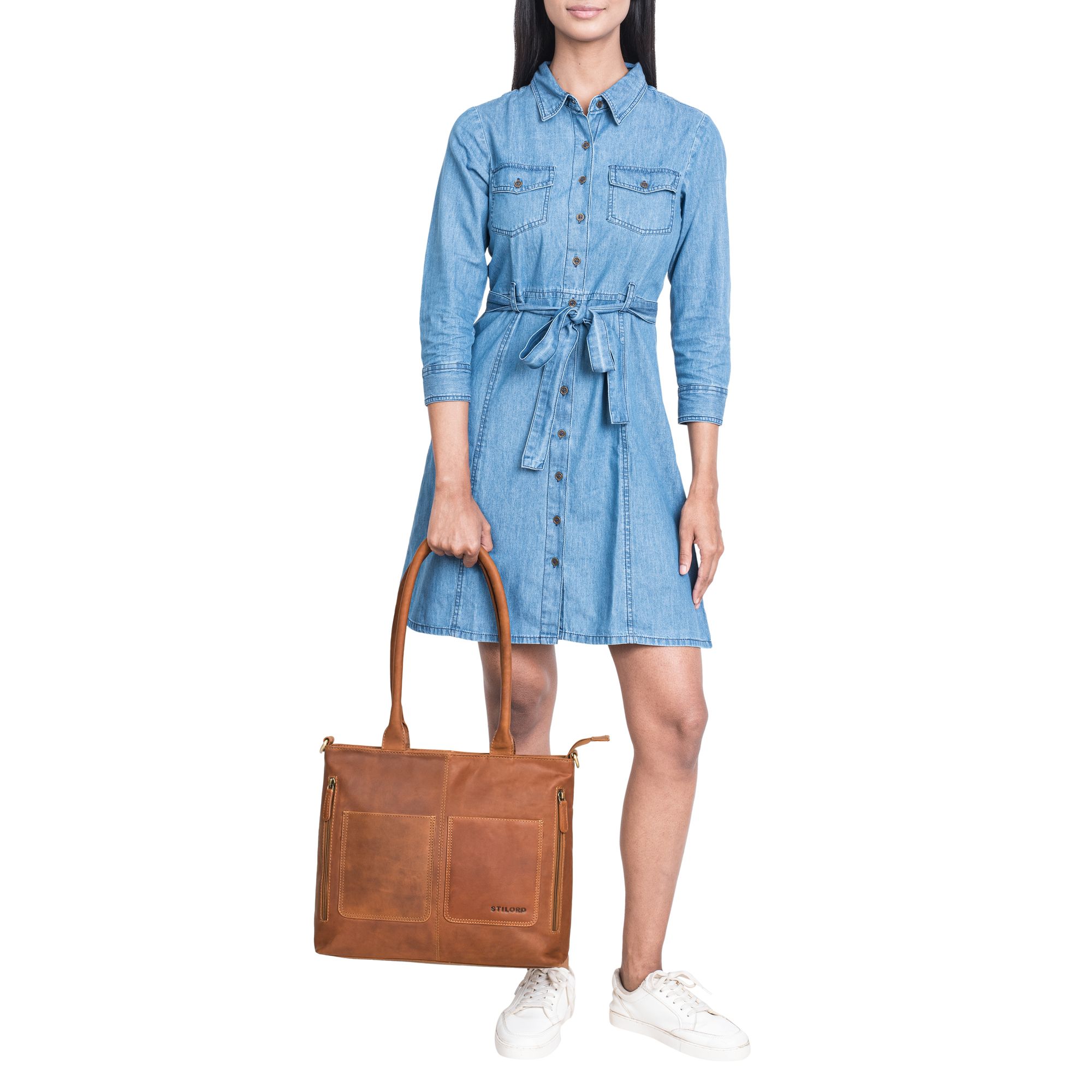 Ledertasche Damen Echtleder Braun Groß