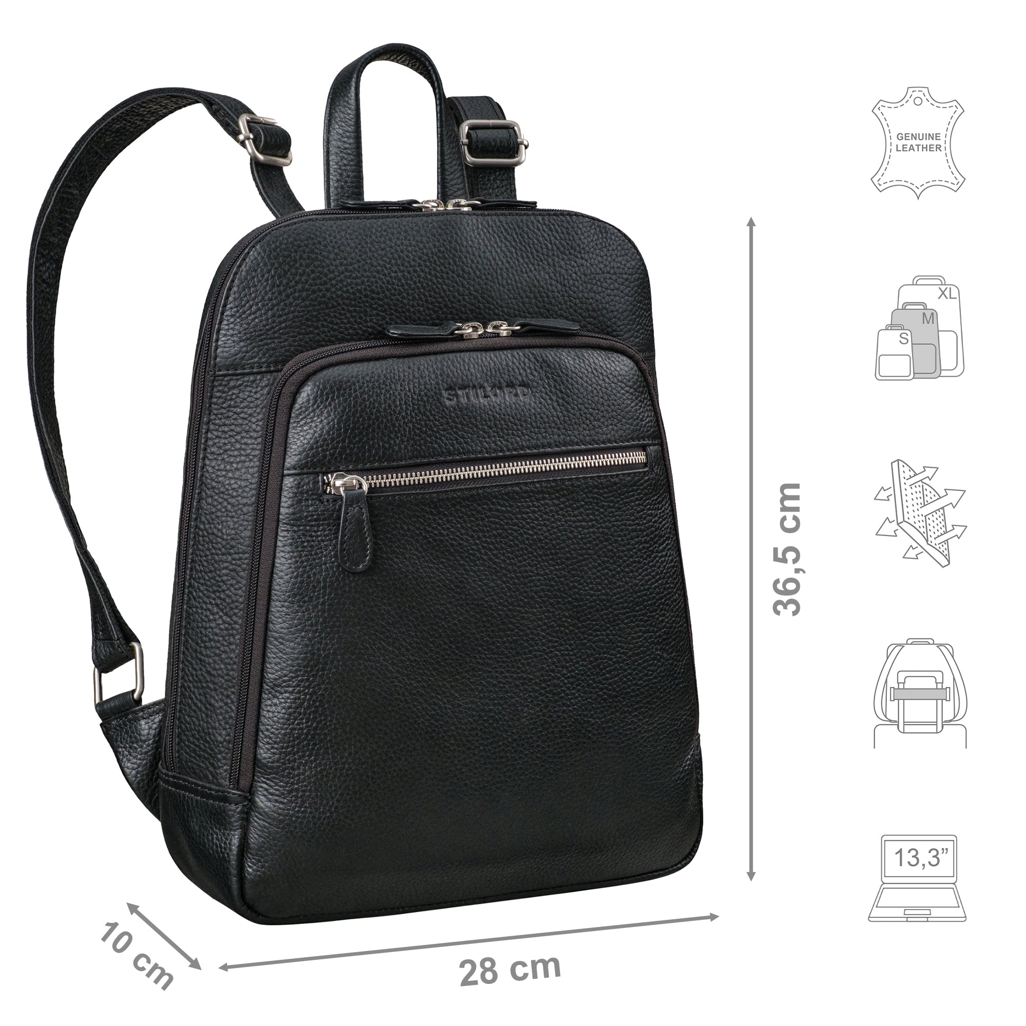 eleganter Cityrucksack und Lederrucksack in schwarz